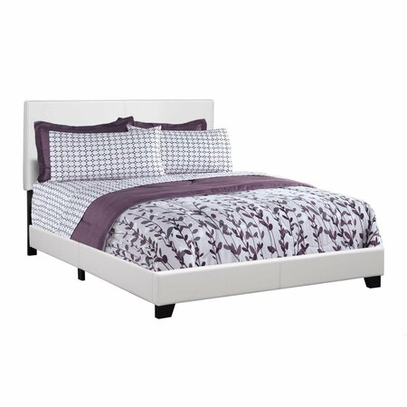 HOMEROOTS 45.75 in. White Solid WoodMDF & Foam Queen Size Bed with Leather Look 333281